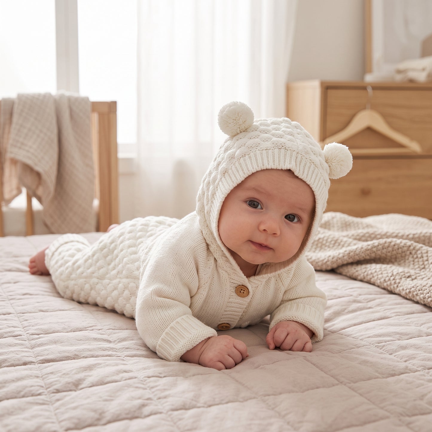 Little Manta Bear Knit Baby Onesie