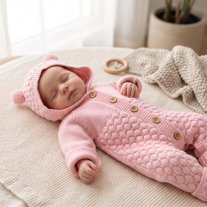 Little Manta Bear Knit Baby Onesie