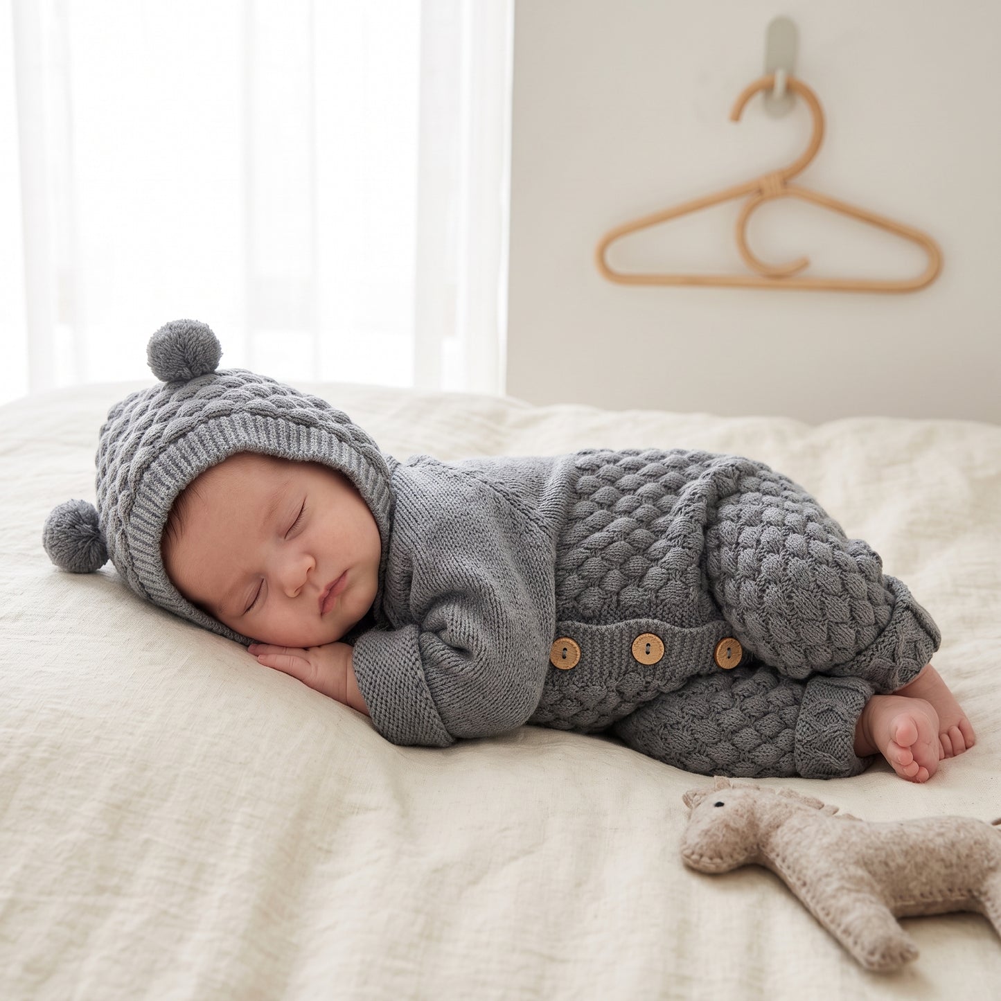 Little Manta Bear Knit Baby Onesie
