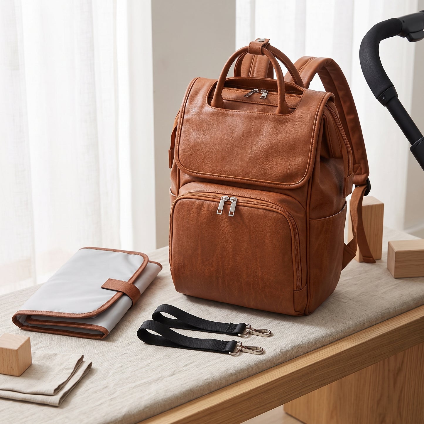 Little Manta Madison Leather Nappy Backpack