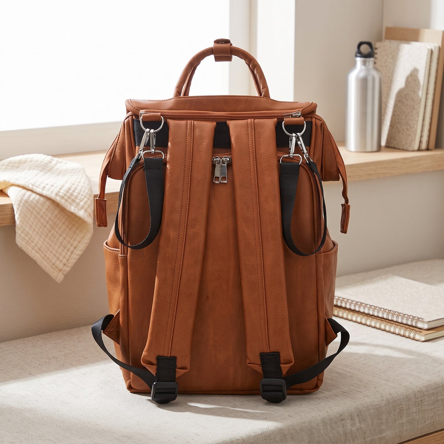 Little Manta Madison Leather Nappy Backpack