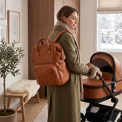 Little Manta Madison Leather Nappy Backpack