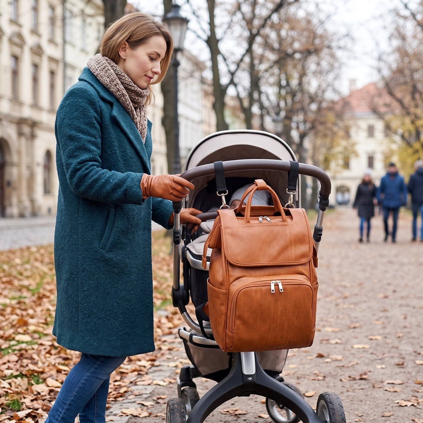 Little Manta Madison Leather Nappy Backpack