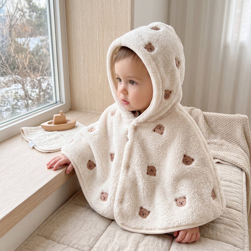 Little Manta Double-Layer Soft Fleece Hooded Baby Cape