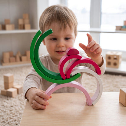 Little Manta Wooden Rainbow Stacking Arch Blocks