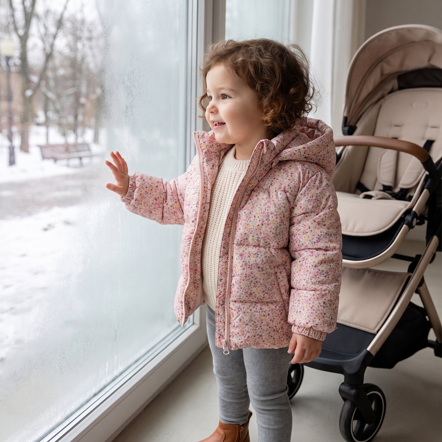 Little Manta Floral Baby Down Jacket