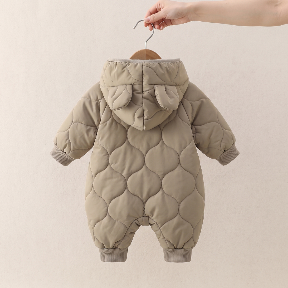 Little Manta Quilted Hooded Baby Romper