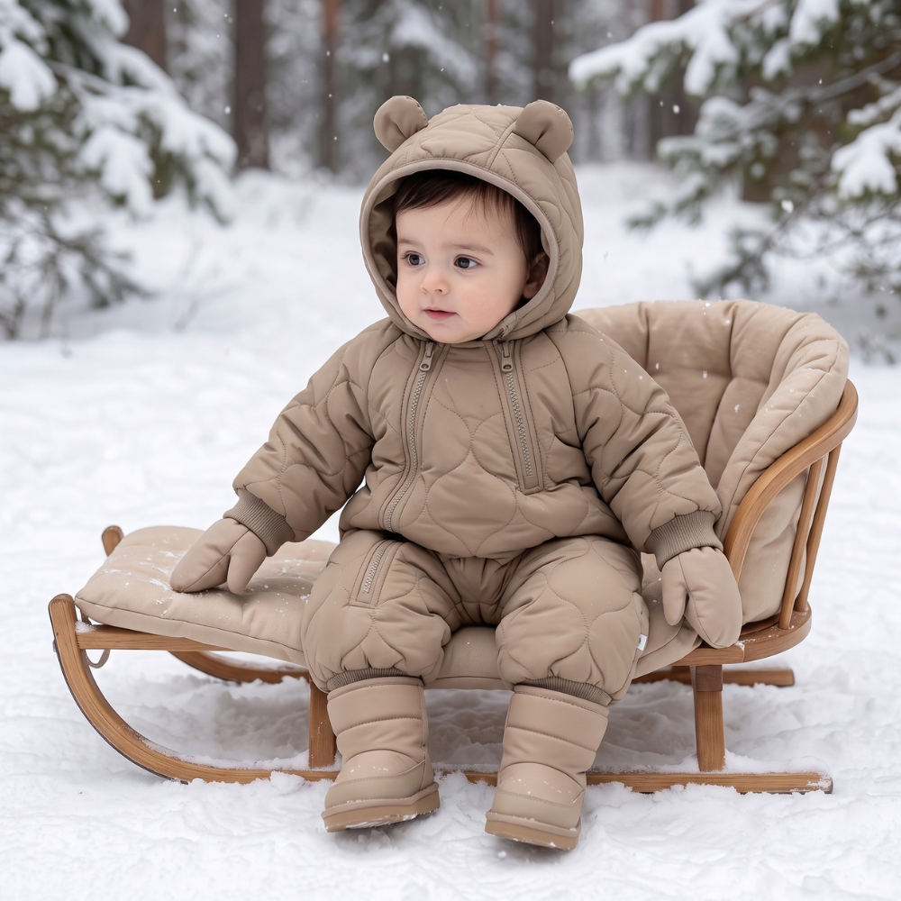 Little Manta Quilted Hooded Baby Romper