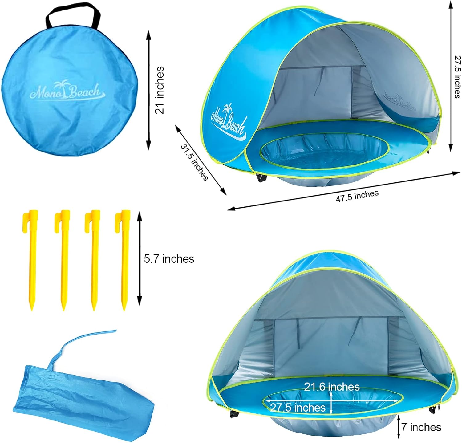Beach Sun Tent with Paddling Pool