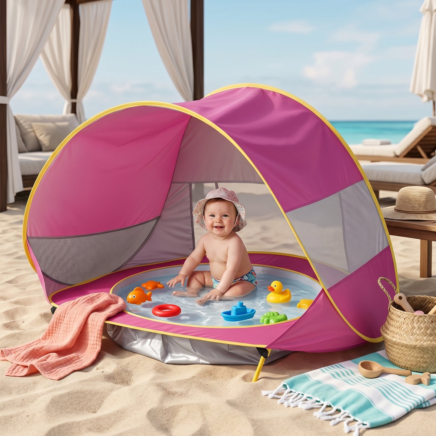 Beach Sun Tent with Paddling Pool
