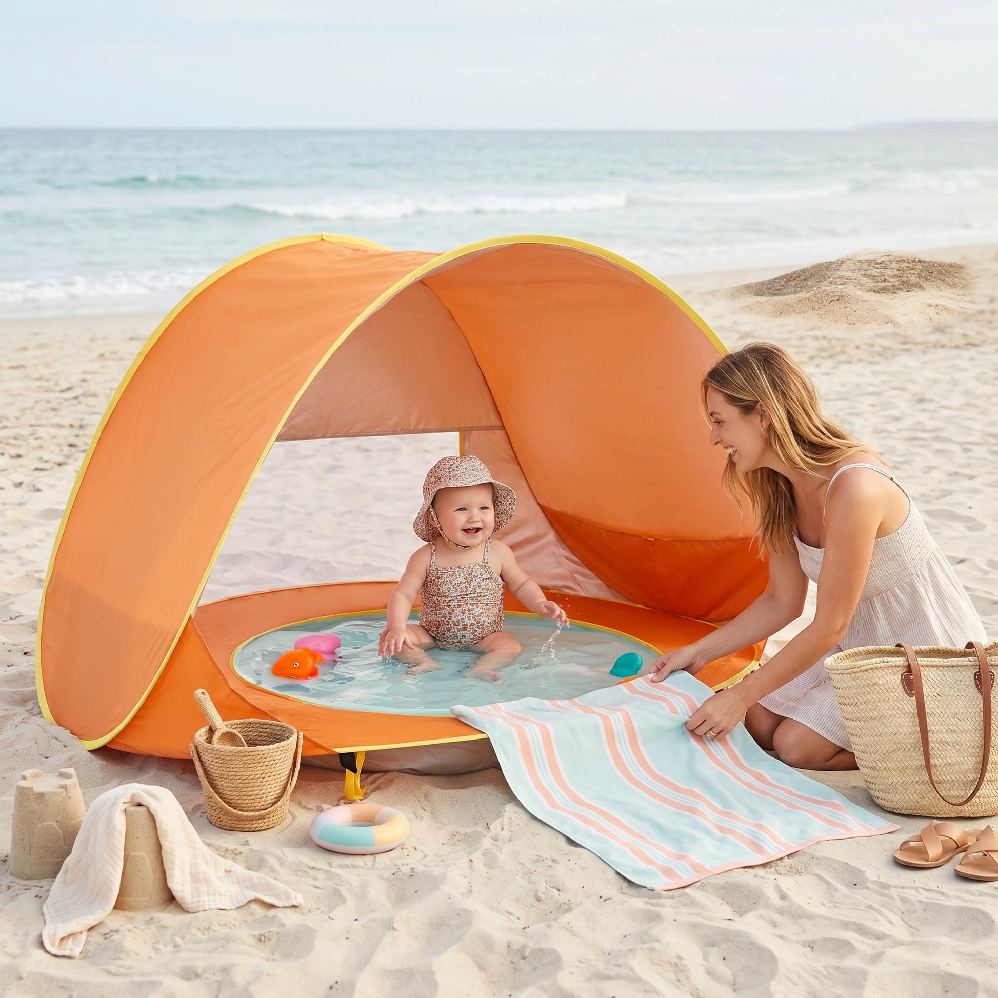 Beach Sun Tent with Paddling Pool