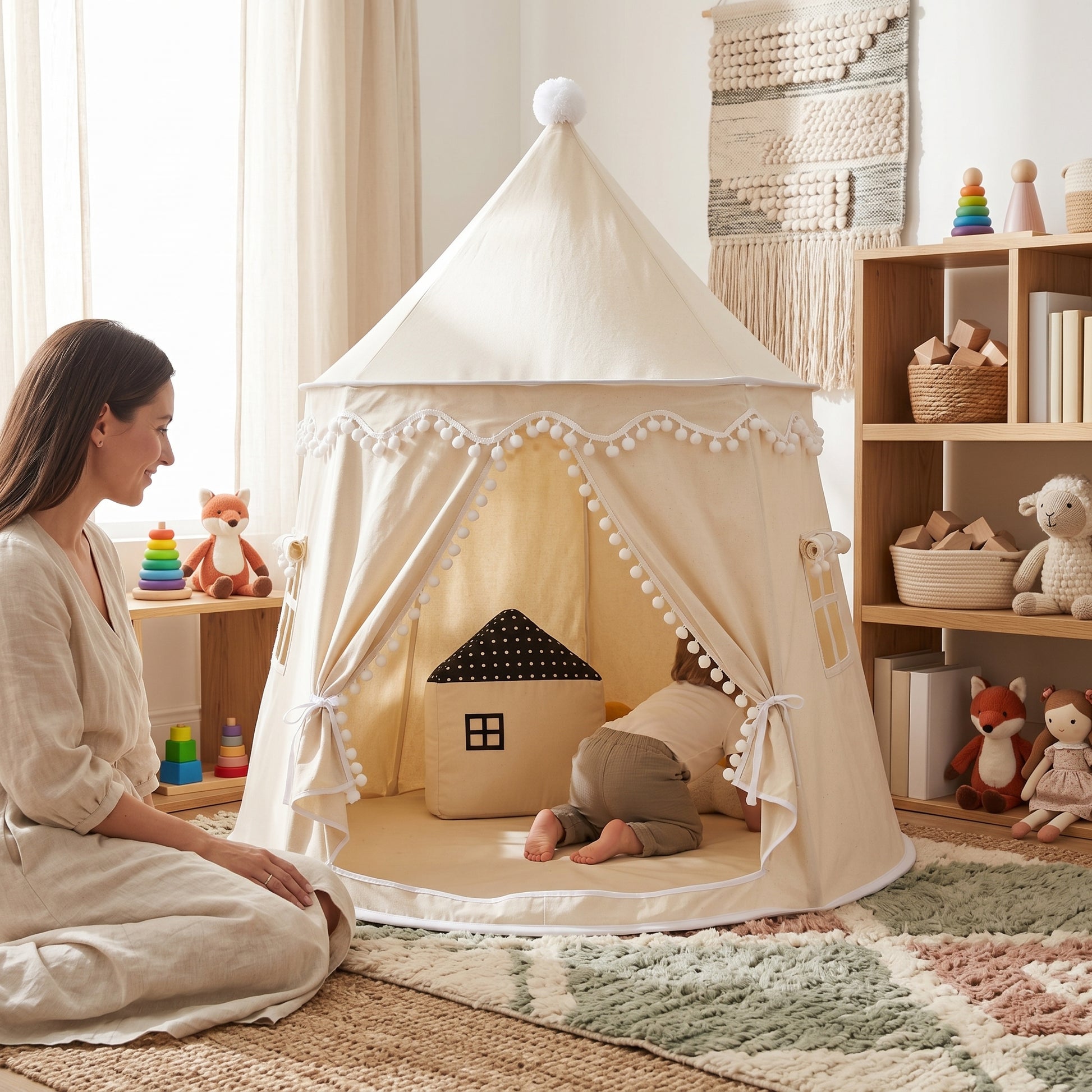 Canvas Play Teepee for Kids Indoor Outdoor Playroom