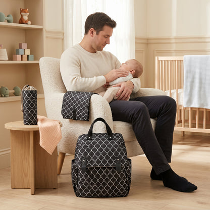 Convertible Diaper Backpack with Changing Mat and Bottle Holder