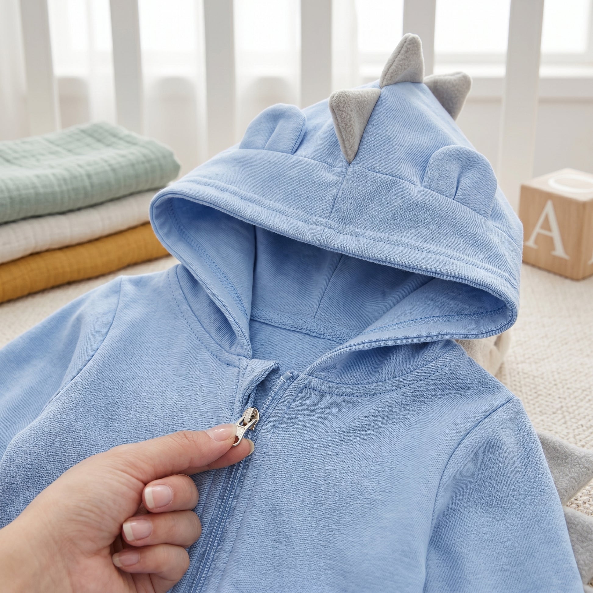 Dinosaur Hooded Baby Onesie