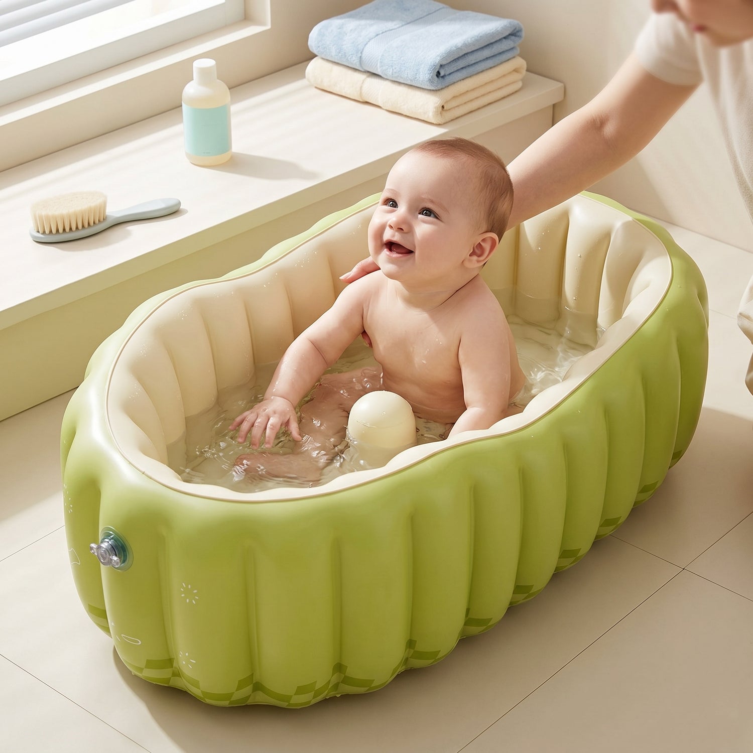 Inflatable Baby Bath Tub with Non Slip Floor