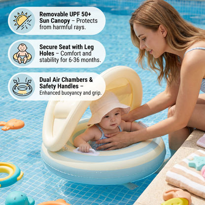 Inflatable Baby Swim Ring with Sun Canopy