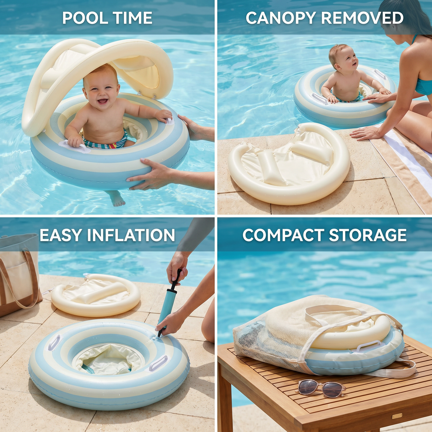 Inflatable Baby Swim Ring with Sun Canopy