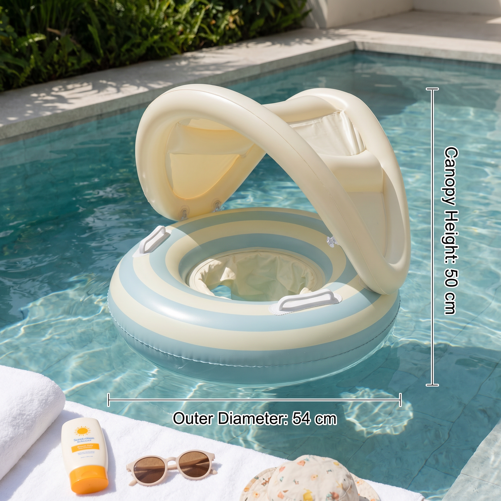 Inflatable Baby Swim Ring with Sun Canopy