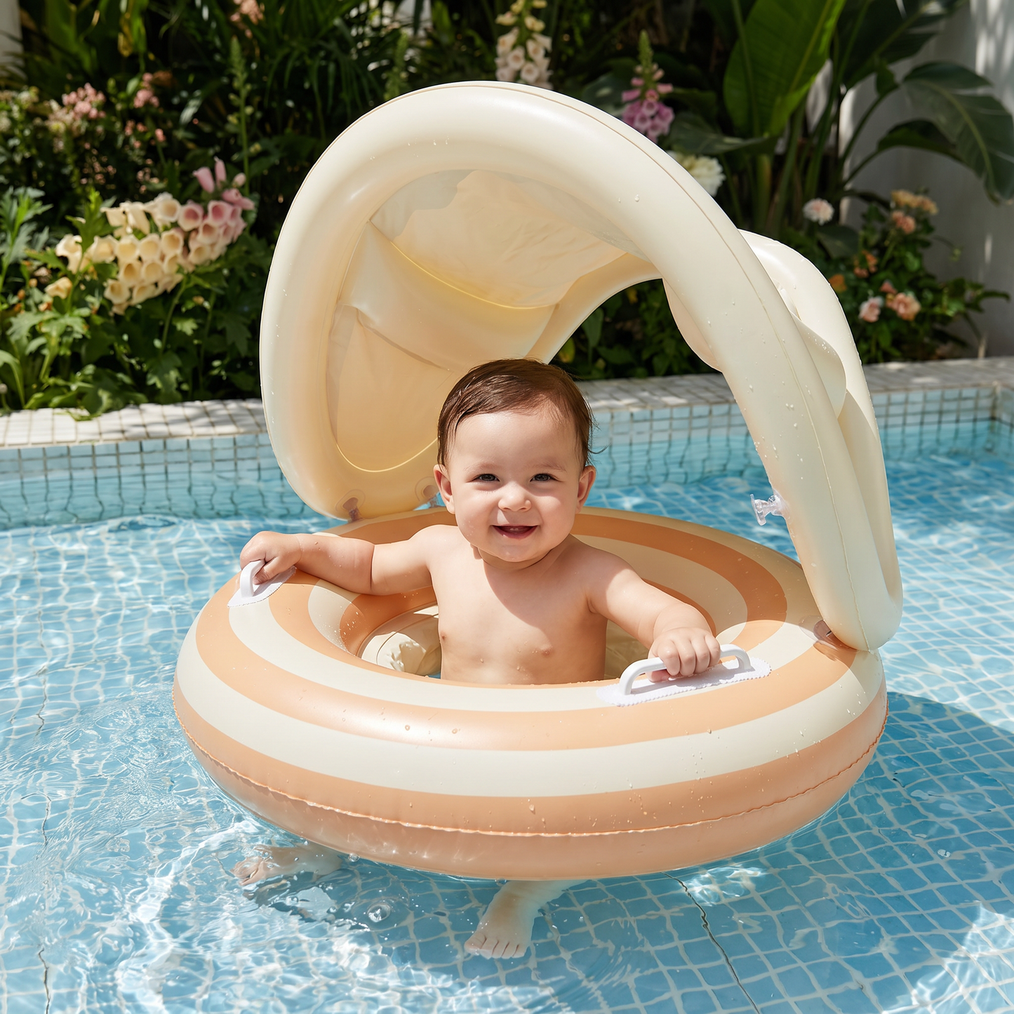 Inflatable Baby Swim Ring with Sun Canopy