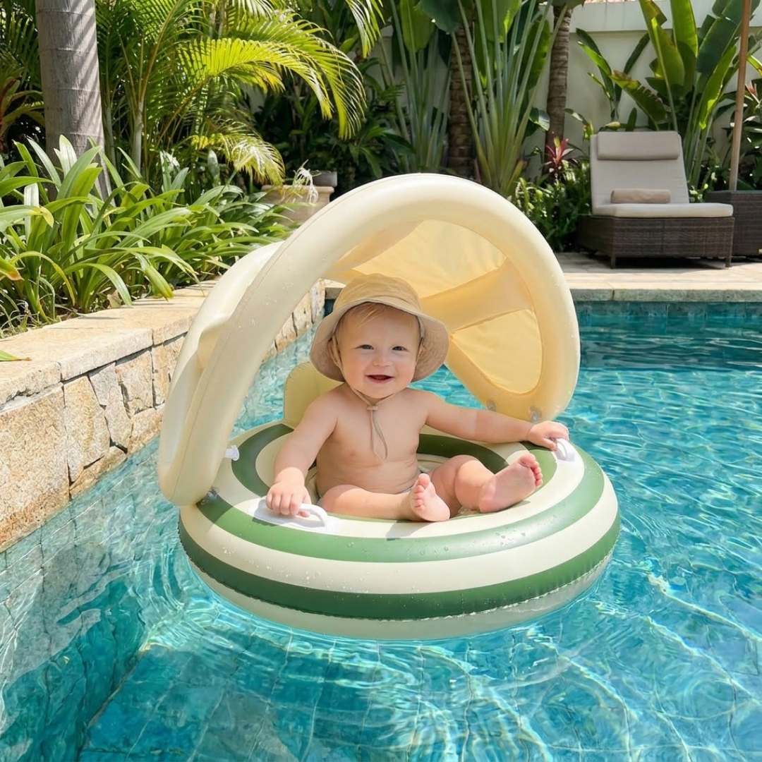 Inflatable Baby Swim Ring with Sun Canopy