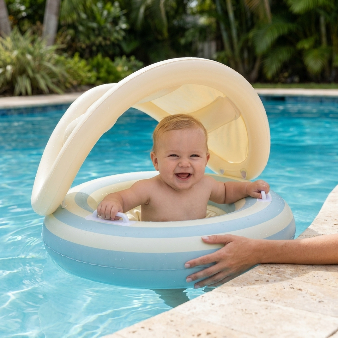 Inflatable Baby Swim Ring with Sun Canopy