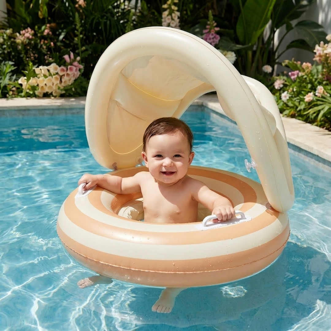 Inflatable Baby Swim Ring with Sun Canopy