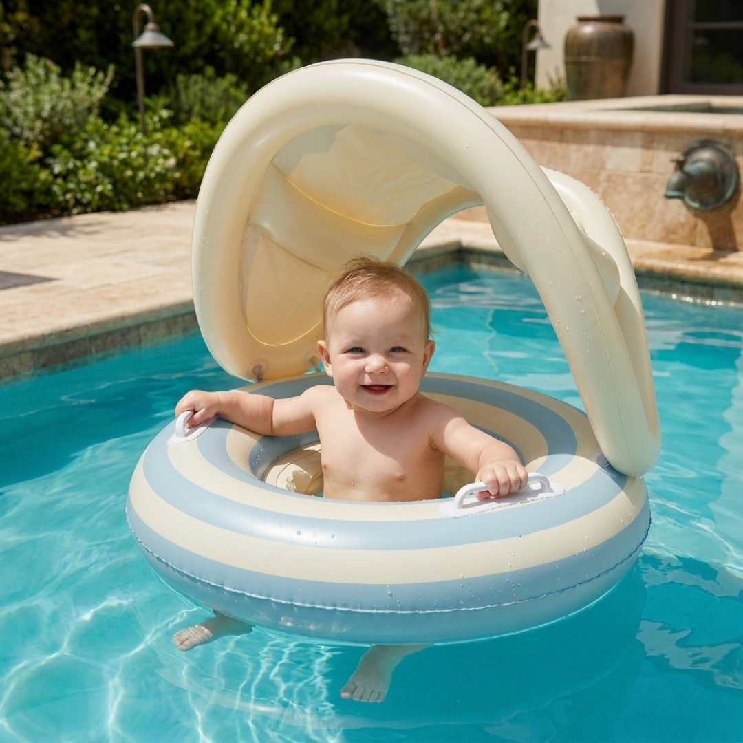 Inflatable Baby Swim Ring with Sun Canopy