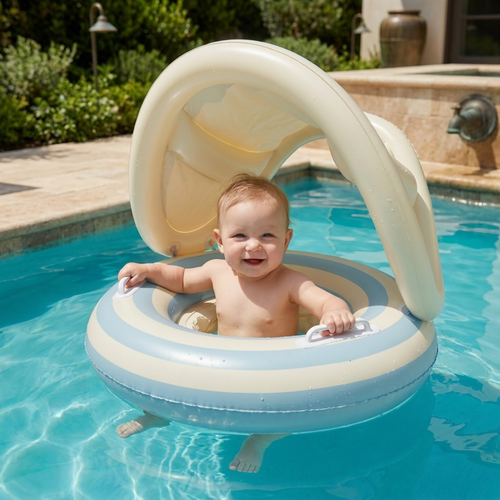 Inflatable Baby Swim Ring with Sun Canopy