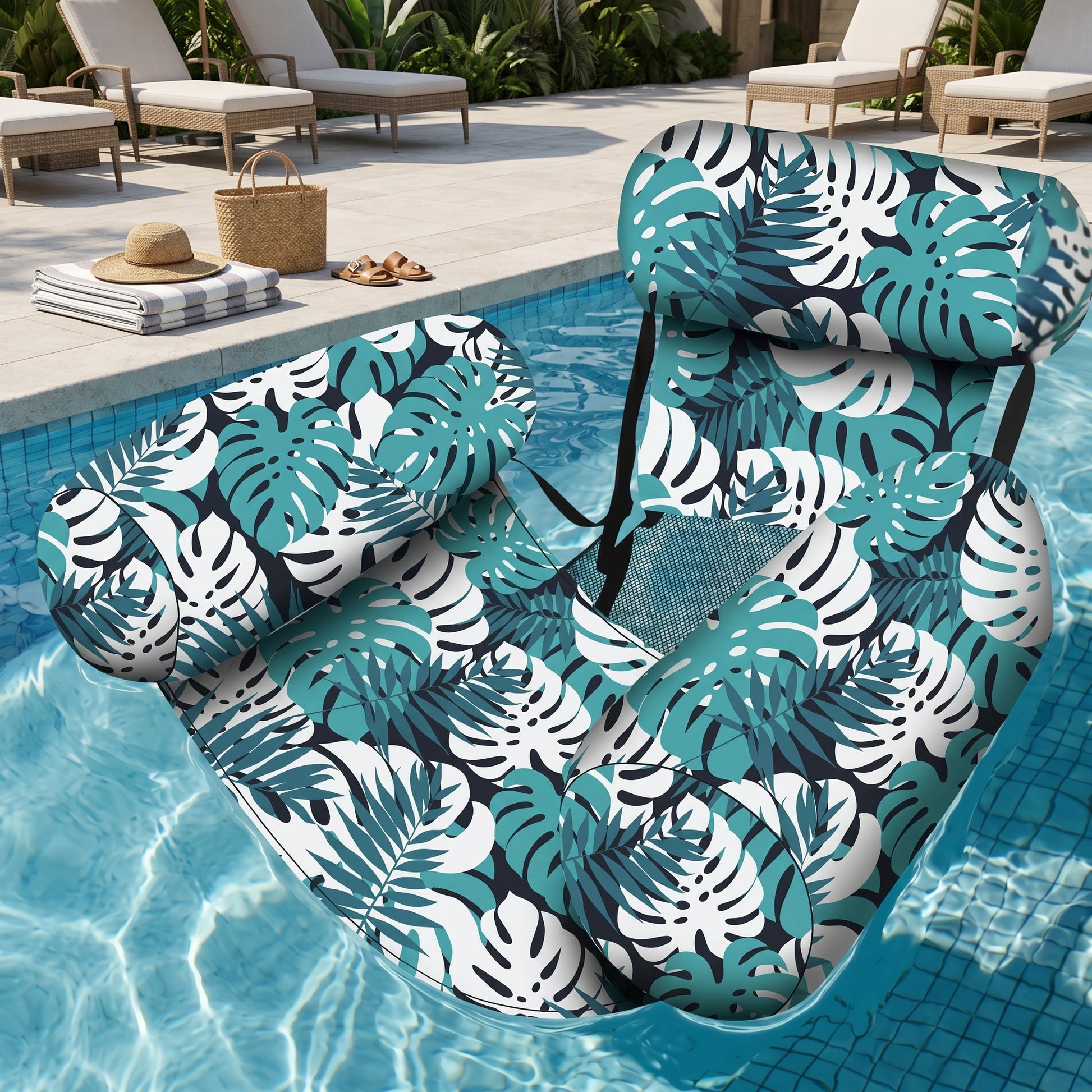 Inflatable Pool Hammock with Backrest