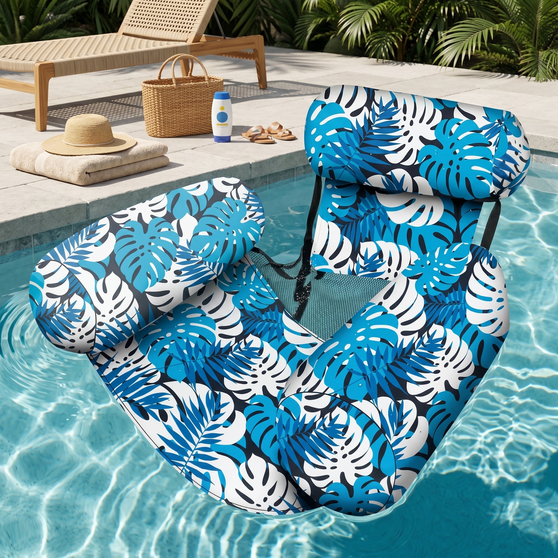 Inflatable Pool Hammock with Backrest