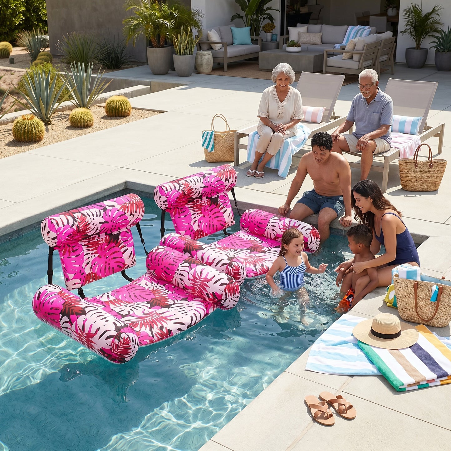 Inflatable Pool Hammock with Backrest