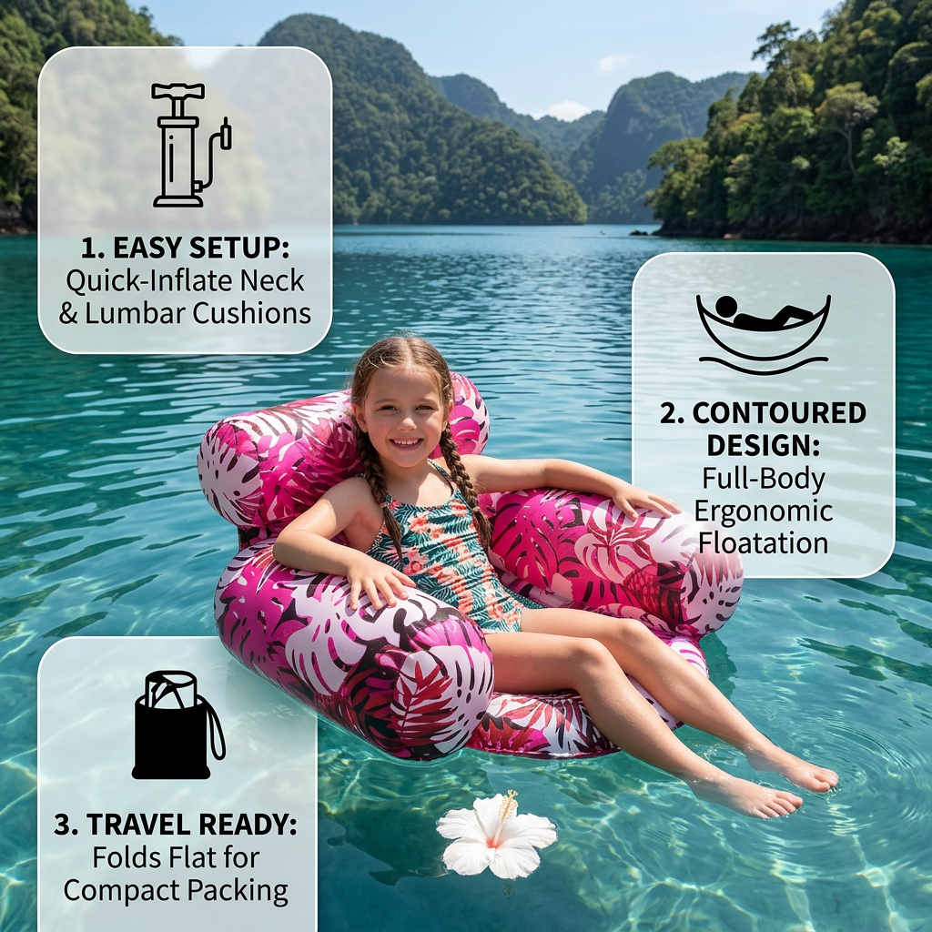 Inflatable Pool Hammock with Backrest