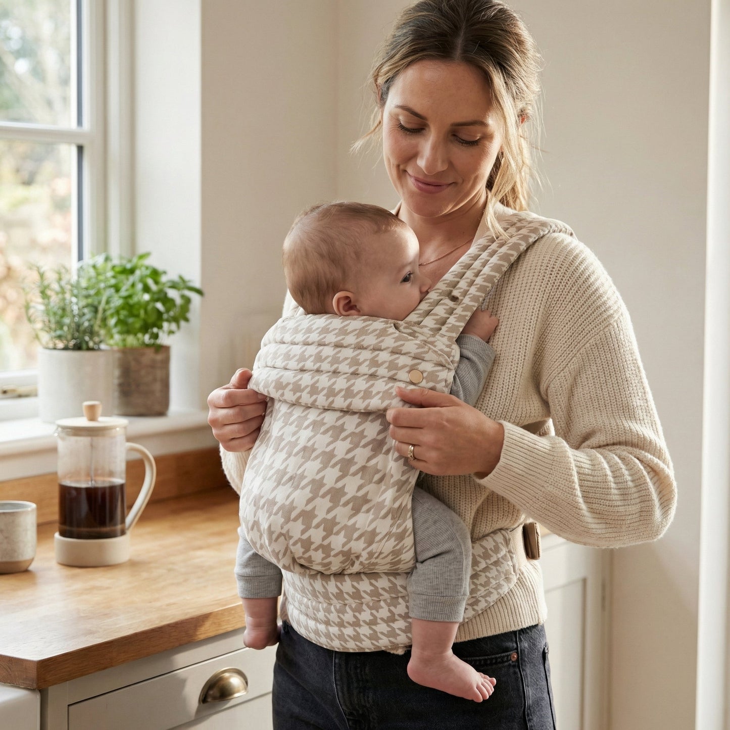 Little Manta Houndstooth Baby Carrier
