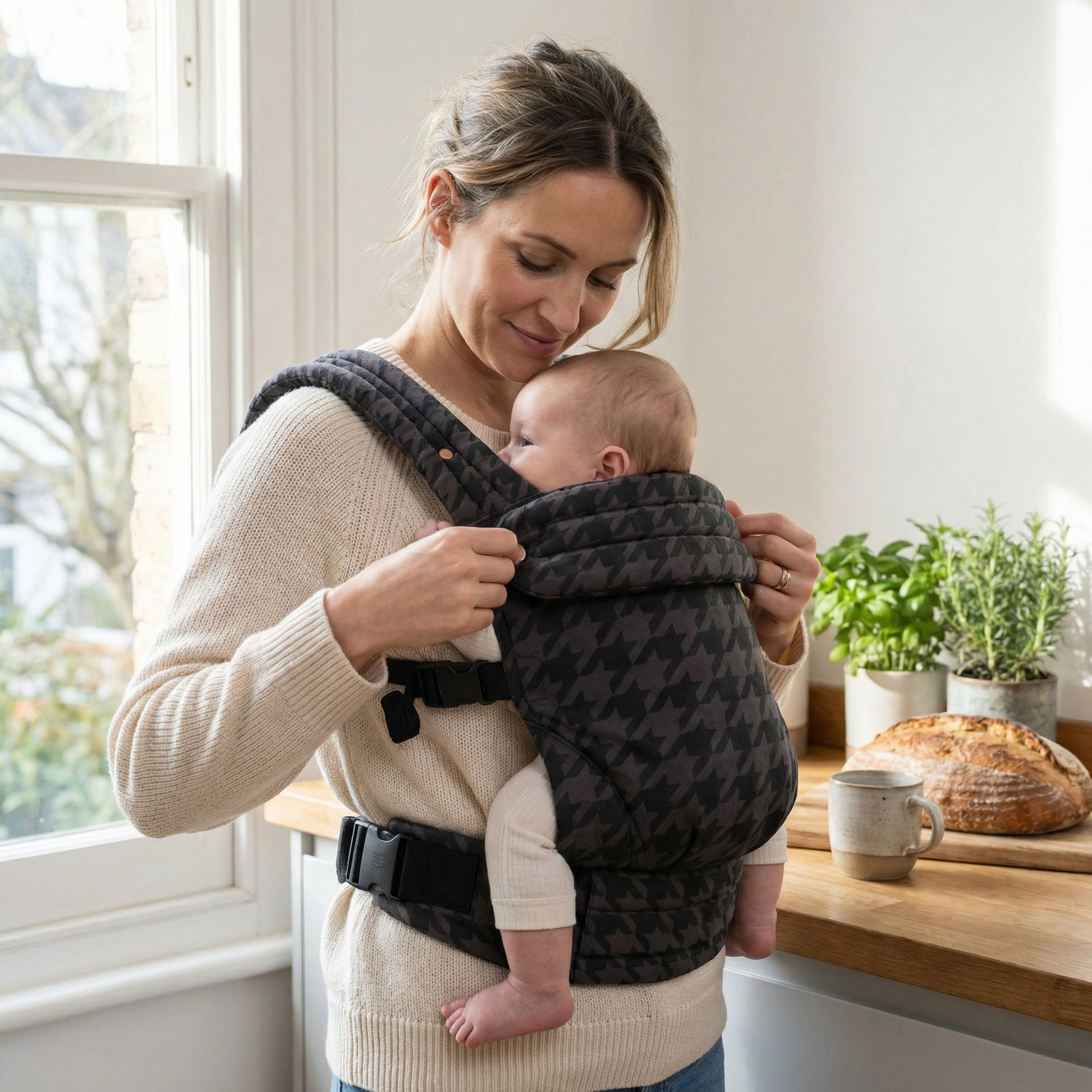 Little Manta Houndstooth Baby Carrier