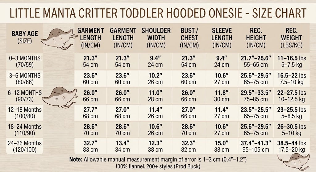 Little Manta Critter Toddler Hooded Onesie