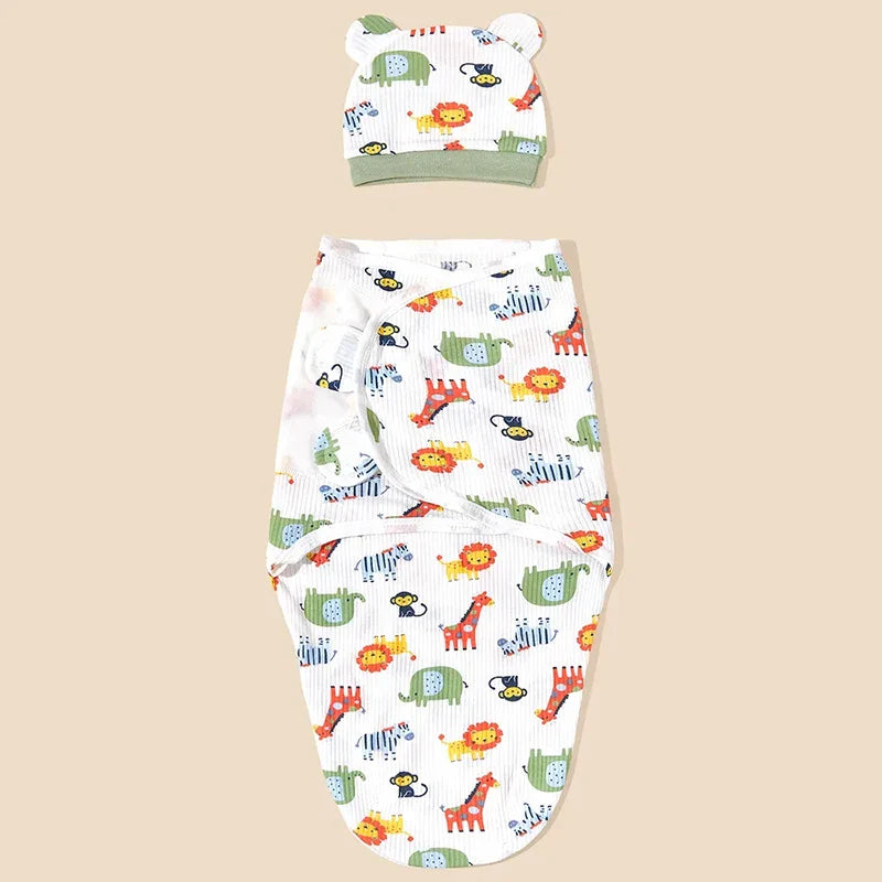 Newborn Swaddle Wrap Sleep Sack with Hat Set