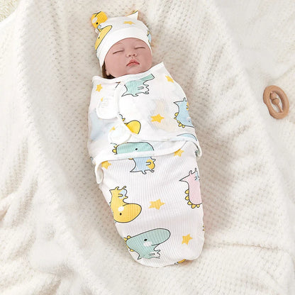 Newborn Swaddle Wrap Sleep Sack with Hat Set