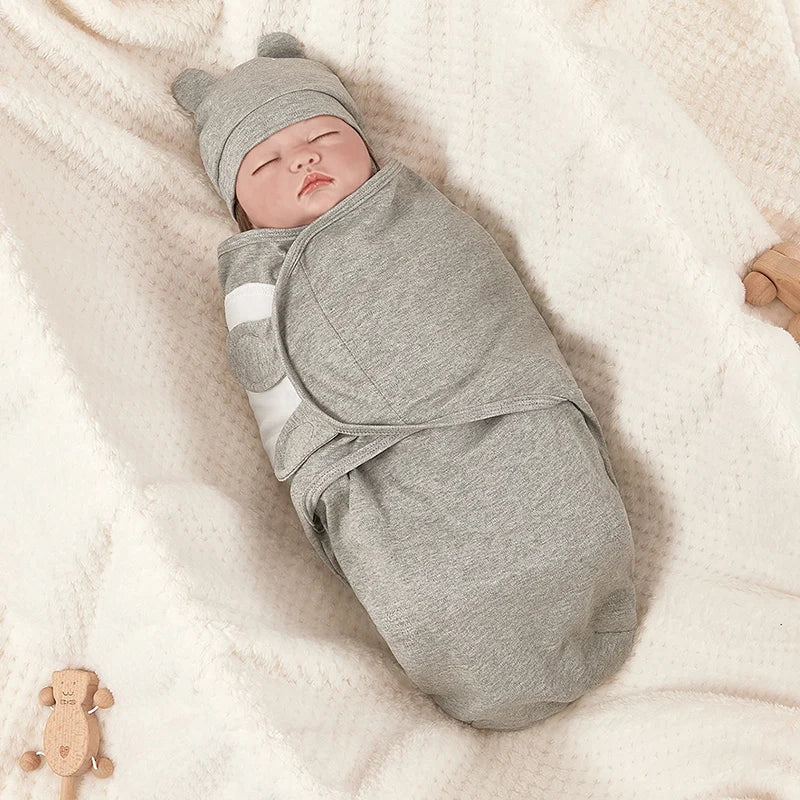 Newborn Swaddle Wrap Sleep Sack with Hat Set