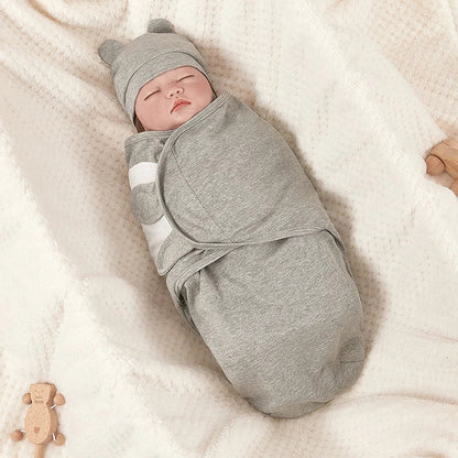 Newborn Swaddle Wrap Sleep Sack with Hat Set