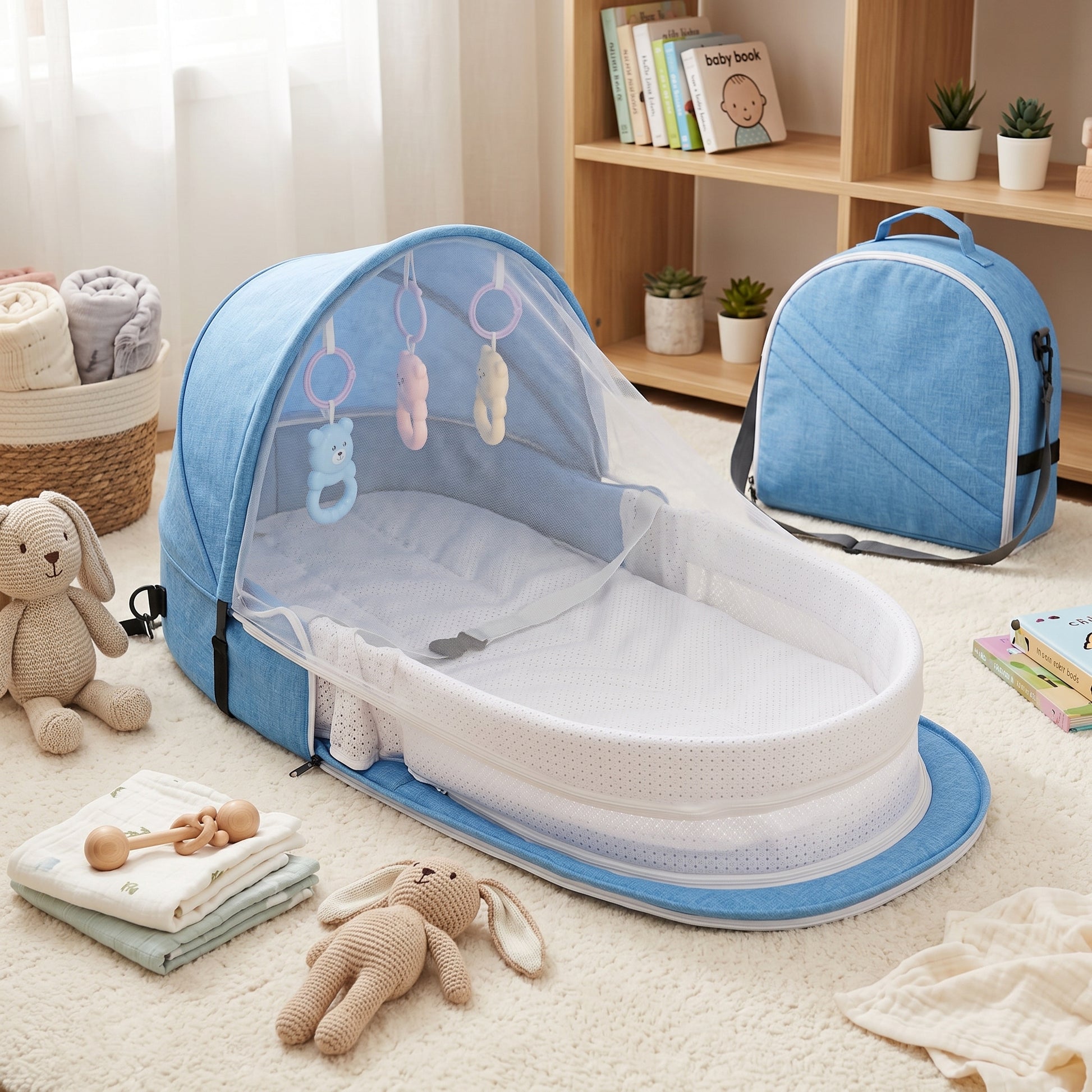 Portable Foldable Baby Bassinet with Mosquito Net