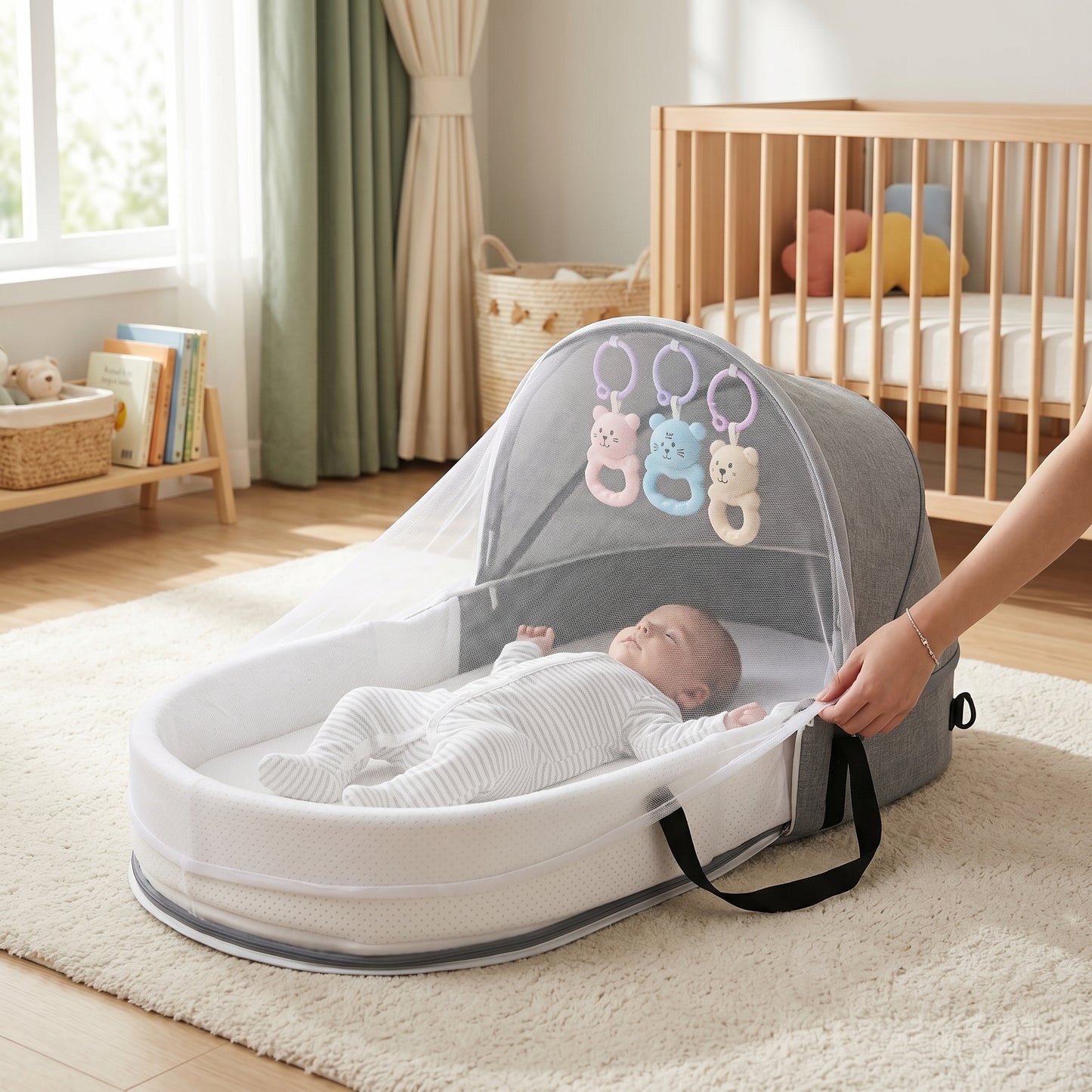 Portable Foldable Baby Bassinet with Mosquito Net