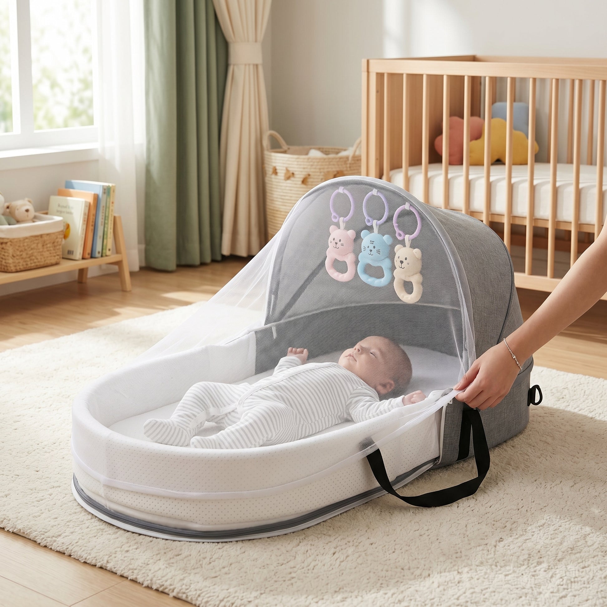 Portable Foldable Baby Bassinet with Mosquito Net