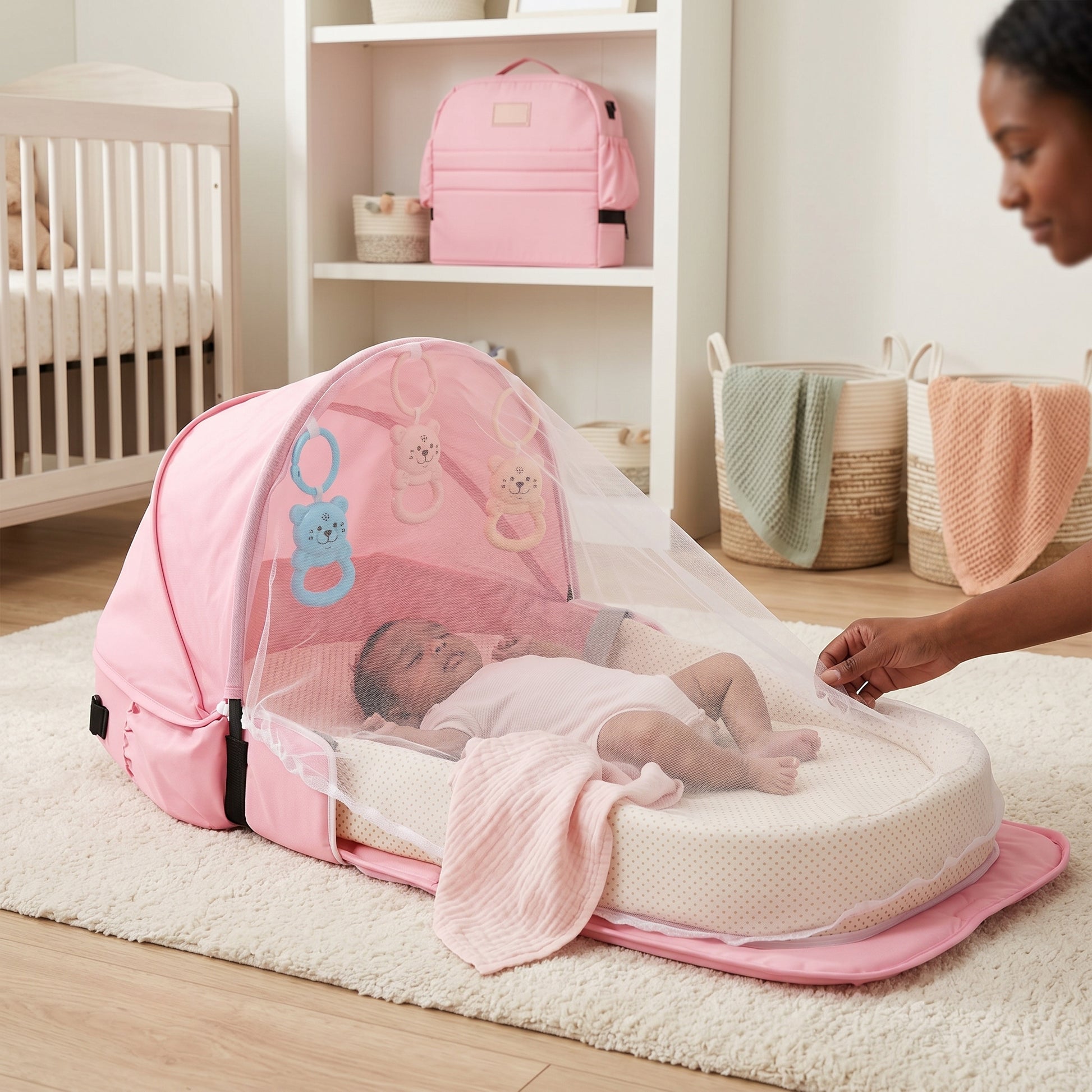 Portable Foldable Baby Bassinet with Mosquito Net