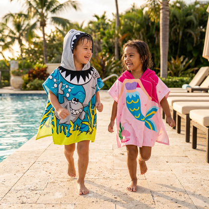 Little Manta Wave Kids Beach Poncho